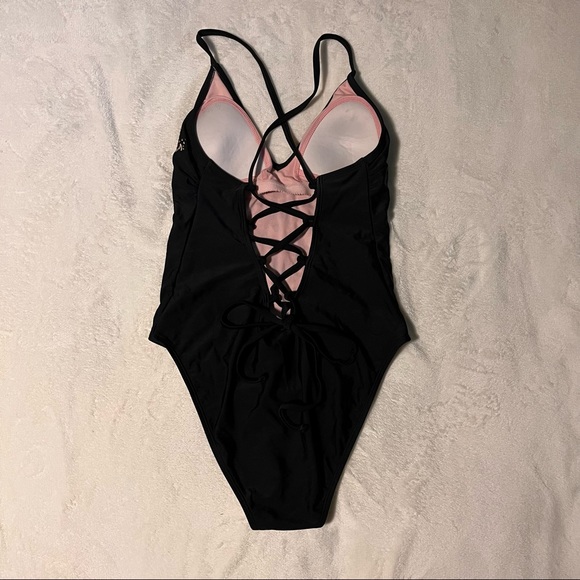 Embroidered Lace up High Cut Swim - Picture 4 of 4
